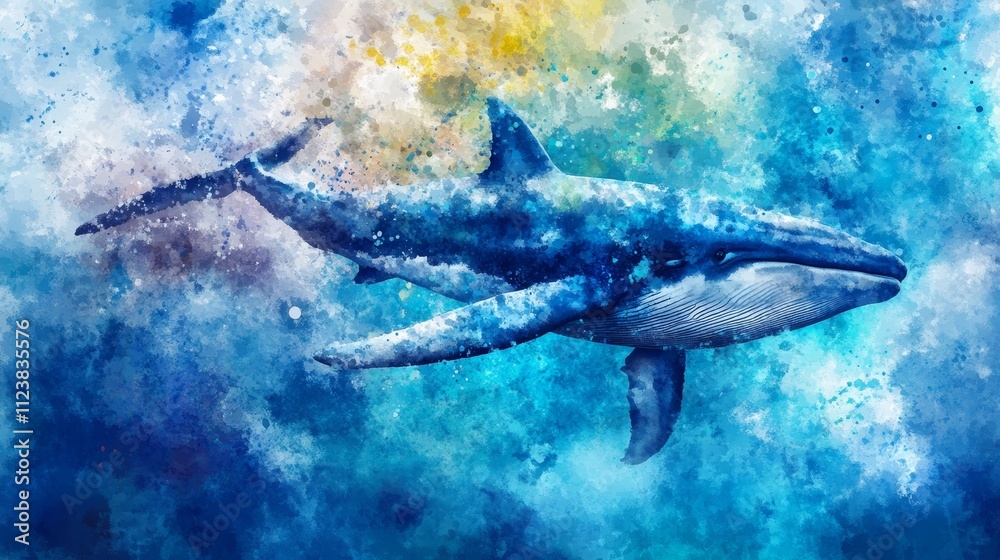 Obraz premium Watercolor underwater world composition background 