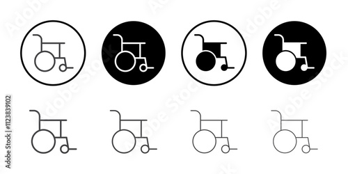 Wheel chair icon Thin outline art symbol