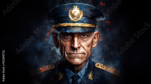 Senior Army Officer in Uniform: Illustration of a Distinguished Military Leader