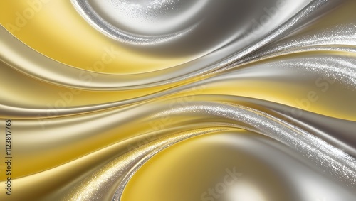 smooth wavy abstract background with metallic yellow and silver tones for creative projects