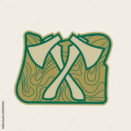 Two Axe With Oregon Map with Contour Pattern 