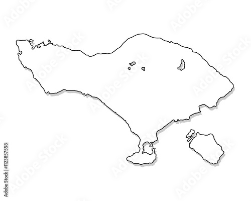 Bali island map line. Black and white concept. vector illustration.