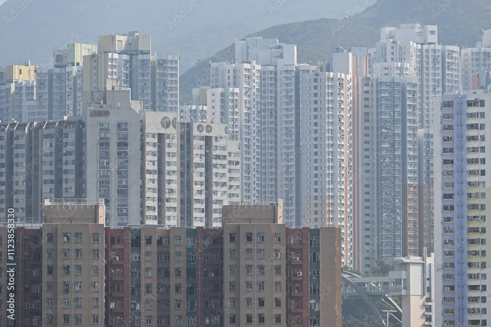 Obraz premium 香港の高層ビル群の景色