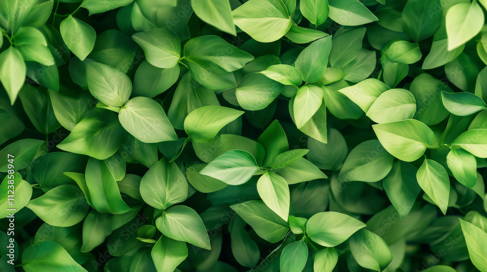 Obraz premium Lush green leaves filling the frame, showcasing the beauty of foliage and nature's vibrant colors.