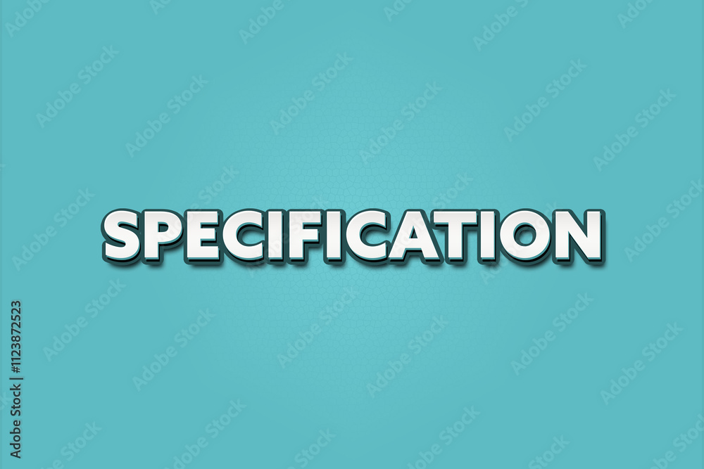 Fototapeta premium Specification. A Illustration with white text isolated on light green background.