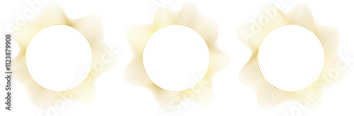 Obraz na płótnie Abstract frame with wavy corners. Round border made with thin golden lines. Luxury concept. Vector illustration. w salonie