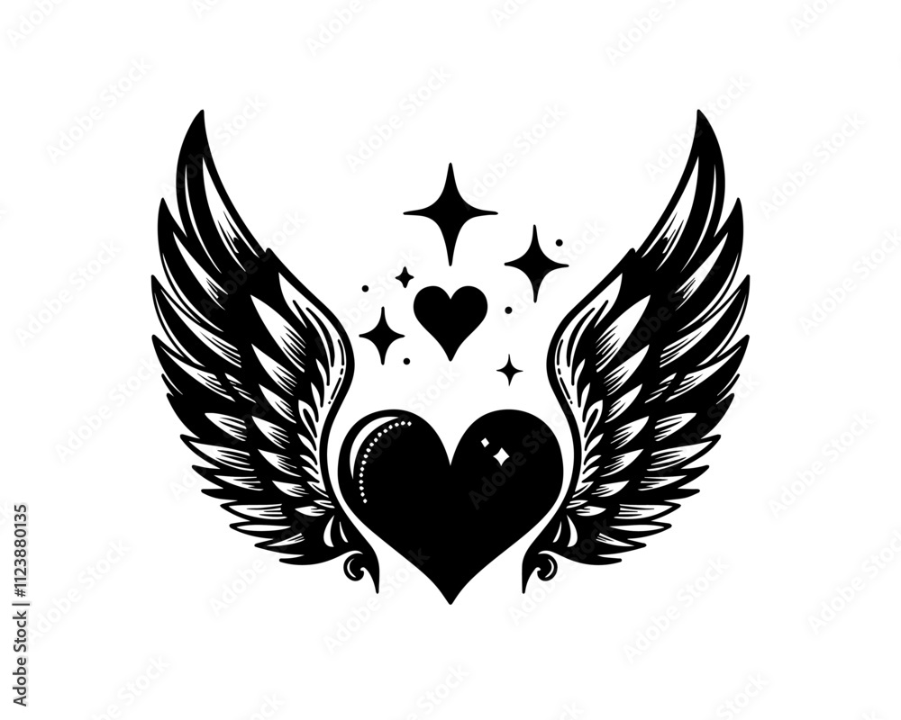 Obraz premium Elegant heart with wings in a creative design that celebrates love and freedom