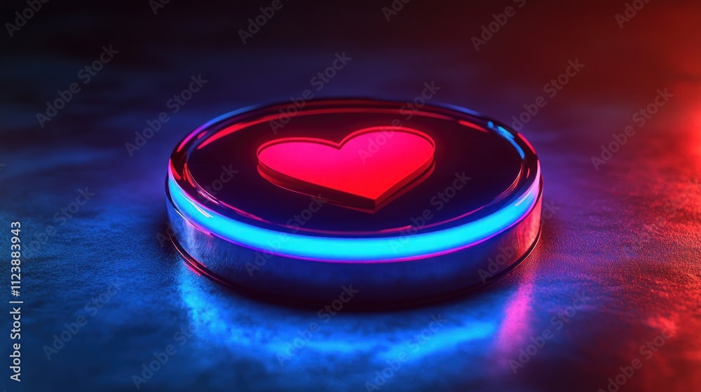 Heart rate monitor icon in hologram style, vibrant red and blue Heart rate monitor icon in hologram style, vibrant red and blue