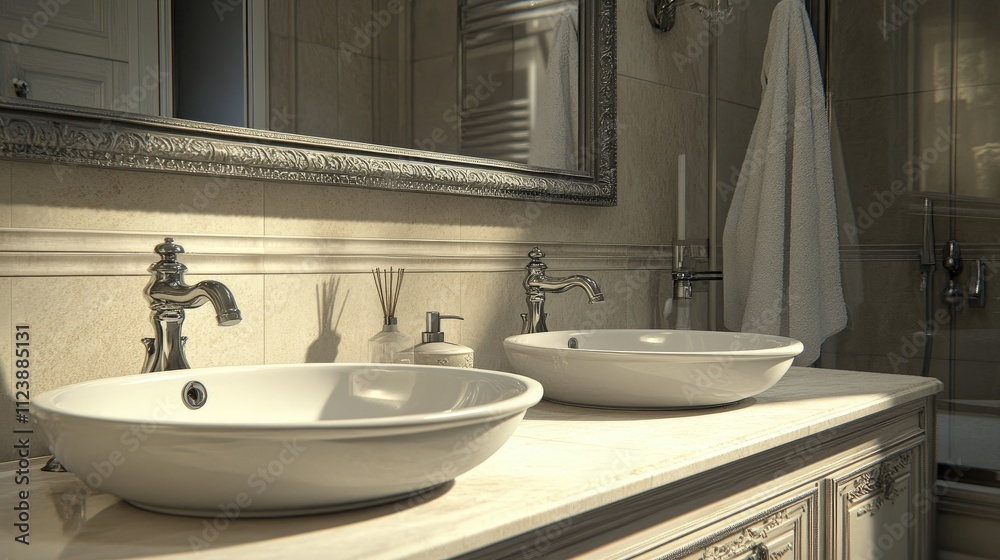 Fototapeta premium Elegant Bathroom Design with Double Sinks