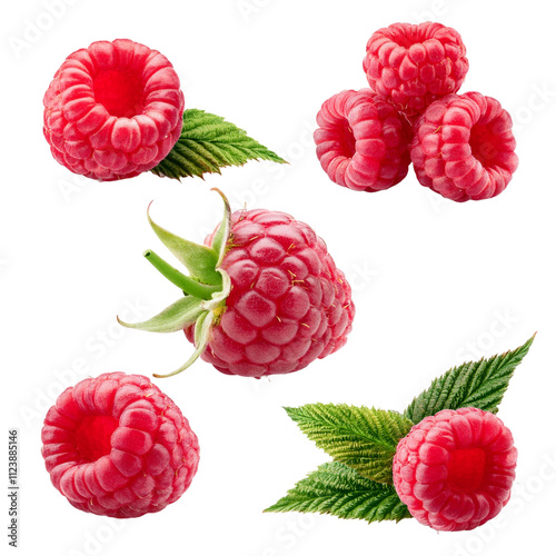 Raspberry Collection Isolated on Transparent Background for Design