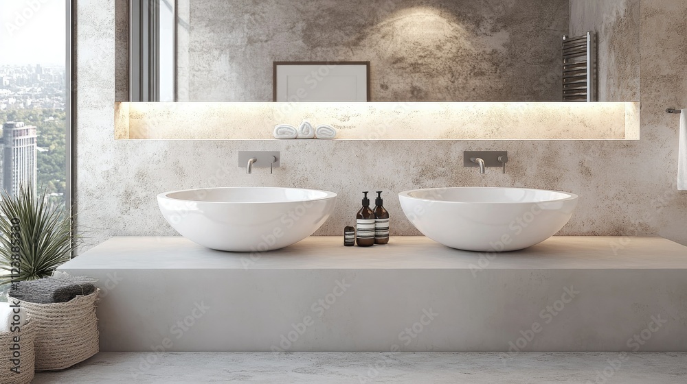 Fototapeta premium Elegant Modern Bathroom with Double Sinks