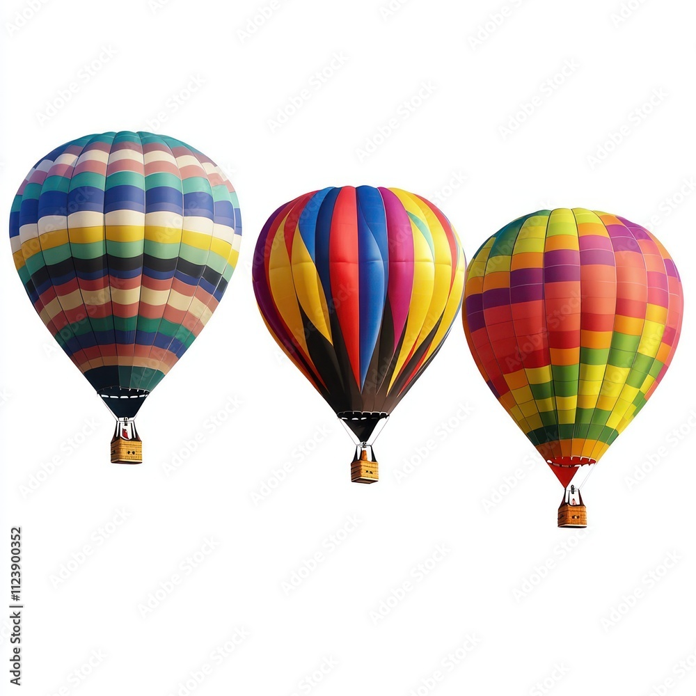 Fototapeta premium Three colorful hot air balloons ascending.