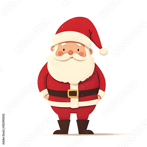 Santa Claus with happy expression, cartoon character in white background