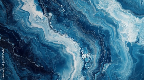 Wallpaper Mural Blue Agate Stone Texture with Crystalline Patterns and Layered Waves - made with Generative AI Torontodigital.ca