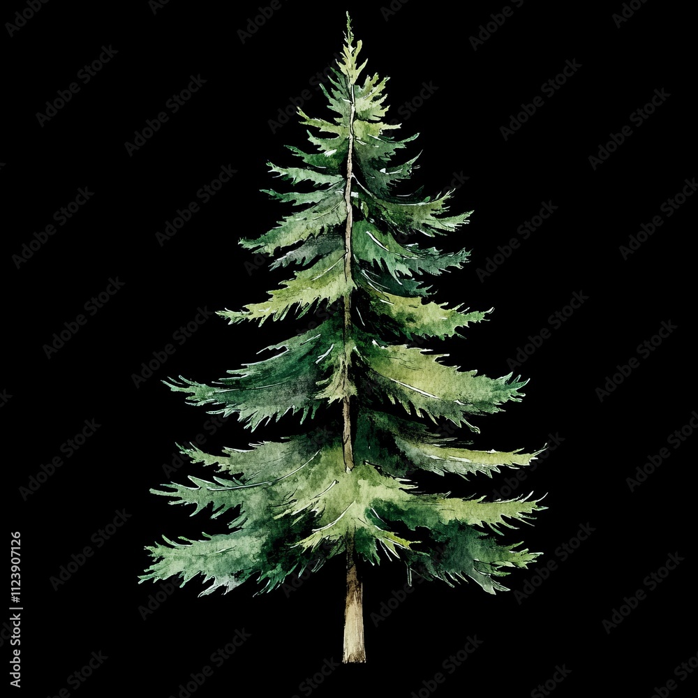 Obraz premium Pine Tree Watercolor Illustration