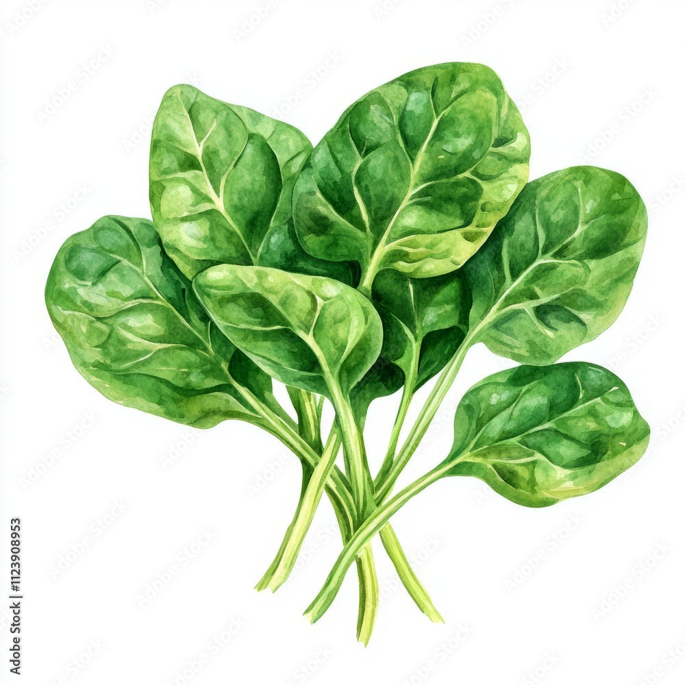 Fototapeta premium Spinach Leaves Botanical Watercolor Art