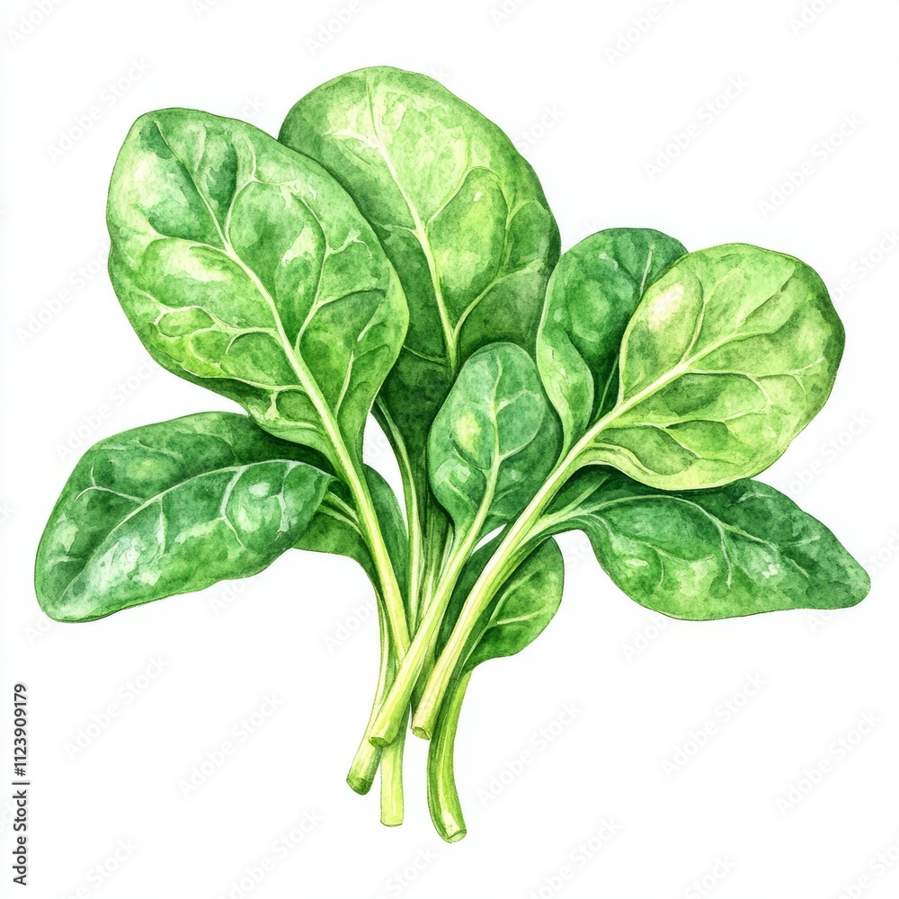 Fototapeta premium Spinach Leaves Botanical Watercolor Art
