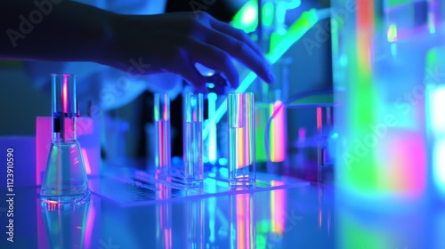 Advanced laboratory setup featuring precise laser equipment for cutting-edge scientific research and innovative technological advancements.