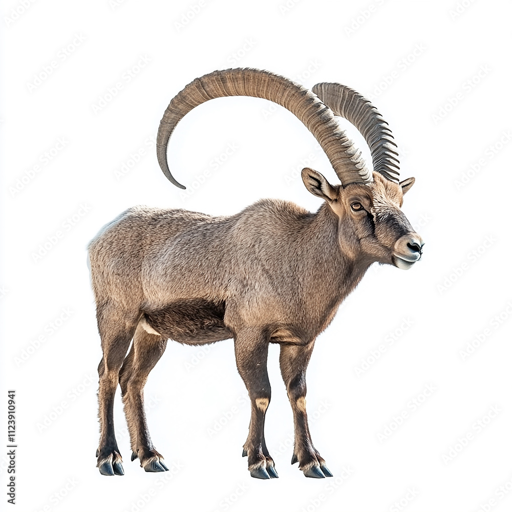 Fototapeta premium Alpine ibex isolated on white background