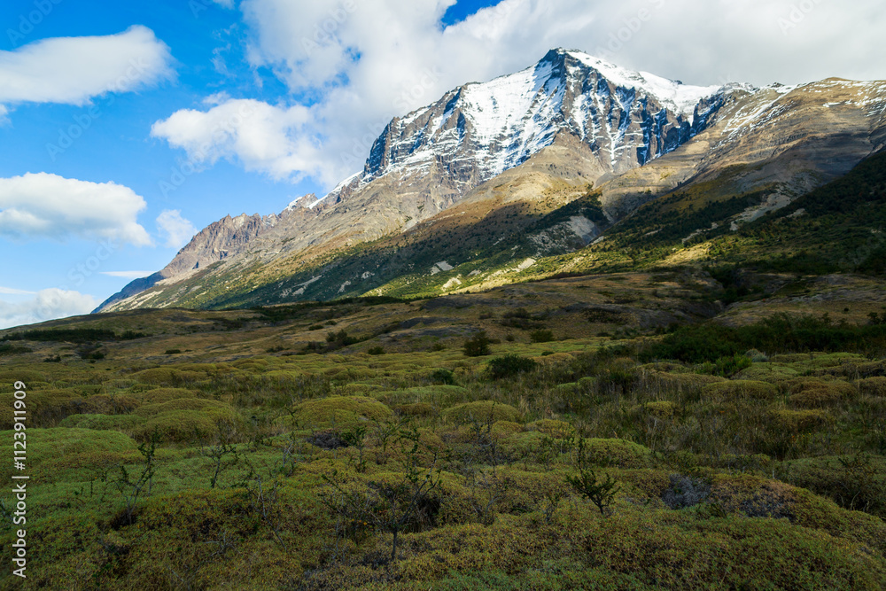Fototapeta premium Patagonian landscape with mountains and sky