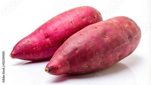 Two red sweet potatoes isolated on white background, sweet potato, red, vegetable, healthy, food, organic, fresh, natural