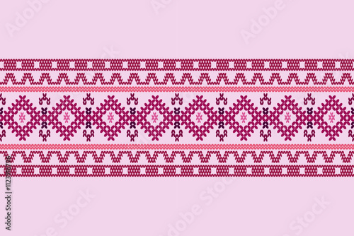 Ikat ethnic geometric abstract embroidery oriental traditional knitted pattern. Native geometry decorative design for fabric, wallpaper, background, interior, decoration, texture, border decor, print