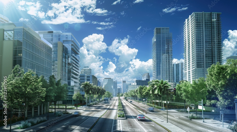 Fototapeta premium Miami Buzz. Urban Business District