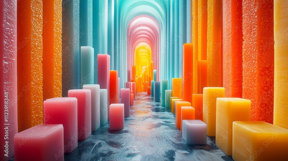 Obraz premium Colorful abstract archway with vibrant wax-like structures