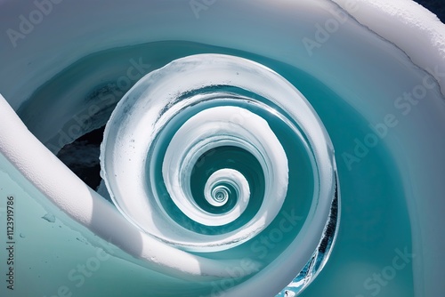 Detailed Closeup of Spiraling Ice Wedge Showcasing White Clarity and Vitality photo