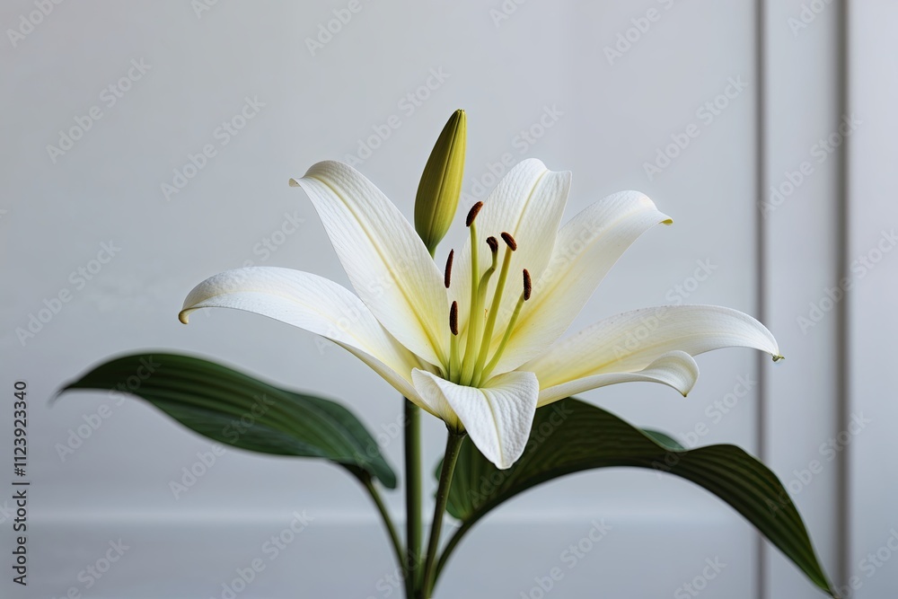 Obraz premium Lily Petal Floating on White Background with Full Depth of Field