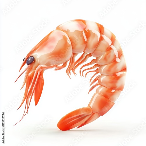 A vibrant shrimp isolated on white background for marinethemed designs suitable for ocean conservation campaigns photo