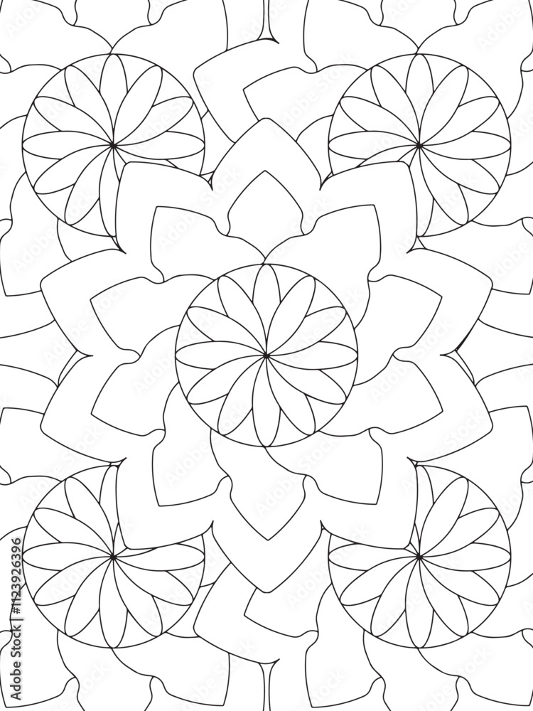 Fototapeta premium All these designs are hand-drawn and unique Beautiful Flowers black and white illustration for adult coloring book, This is a printable Beautiful Zentangle Coloring page for KDP Interior,