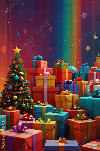 Seamless pattern with traditional Christmas decorations and symbols.