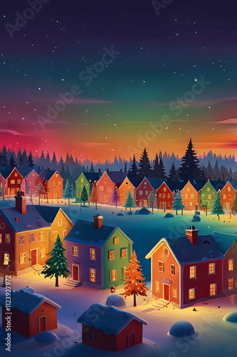 Miniature Christmas houses and winter scenes