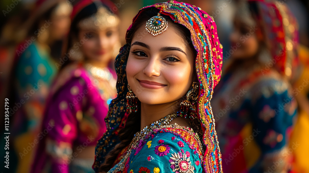 Fototapeta premium Gujarat Garba Dance During Navratri, Traditional Cultural Celebration