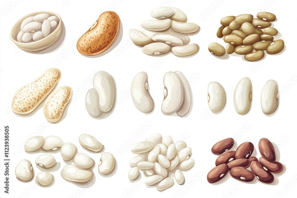 Obraz premium set of variants beans seed on white background