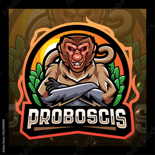 Proboscis monkey mascot esport logo  design