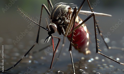 detailed close up and macro of the body of the mosquito animal ai generated