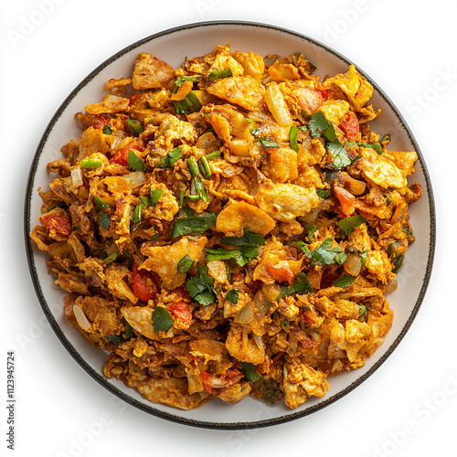 plate with kottu roti isolated on white background
