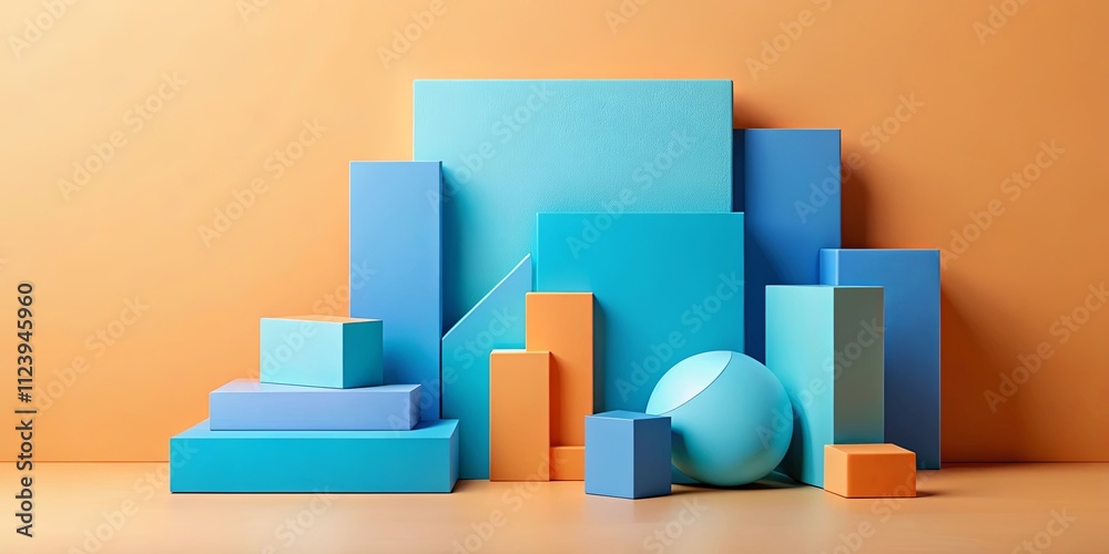Obraz premium Abstract Geometric Forms in a Vibrant Color Palette Study