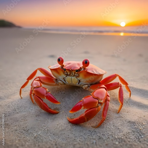 Red crab on the beach.