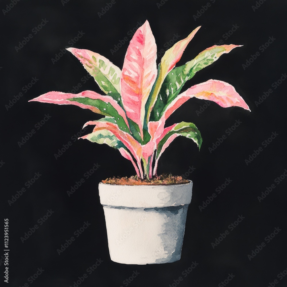 Fototapeta premium Caladium Plant Botanical Watercolor Illustration