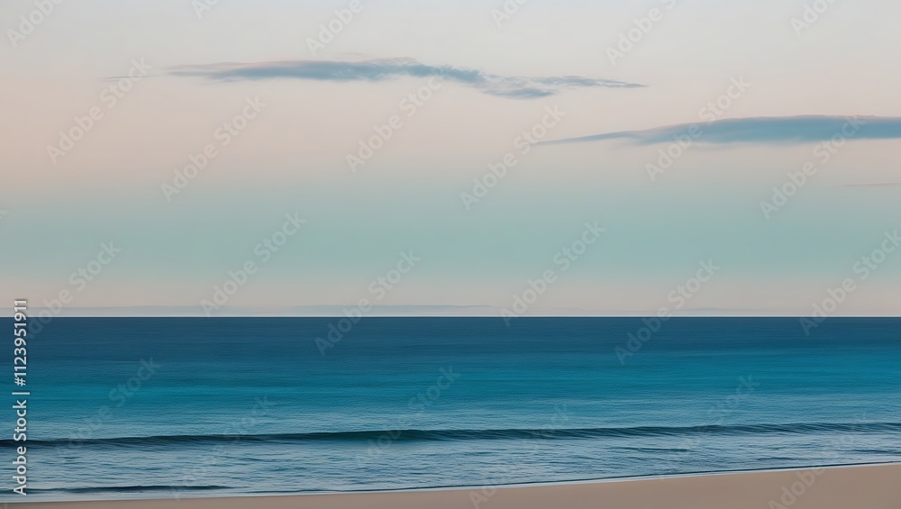 Obraz premium Serene Ocean Scene with Calm Waves and Pale Sky