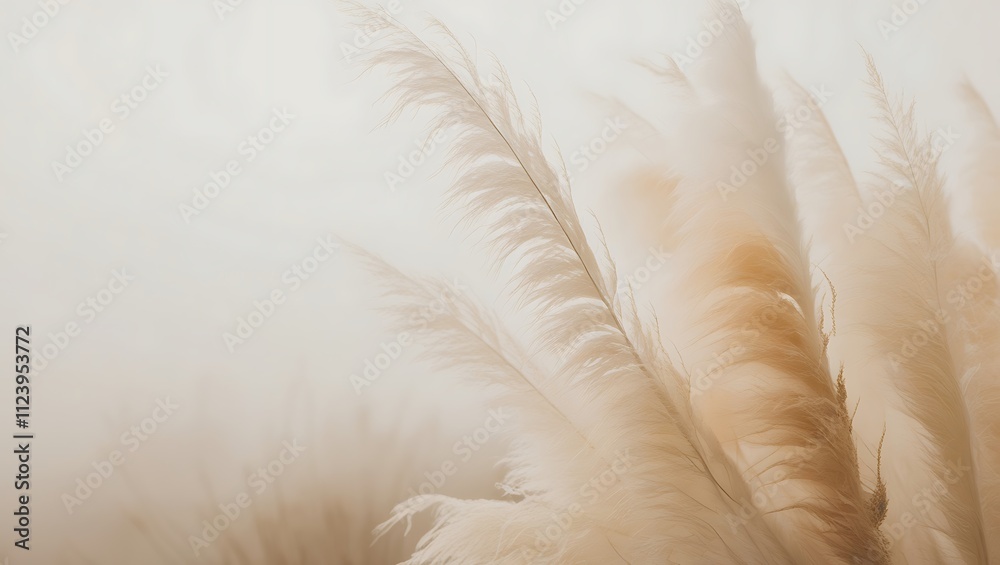 Fototapeta premium Delicate Beige Pampas Grass Feathery Texture