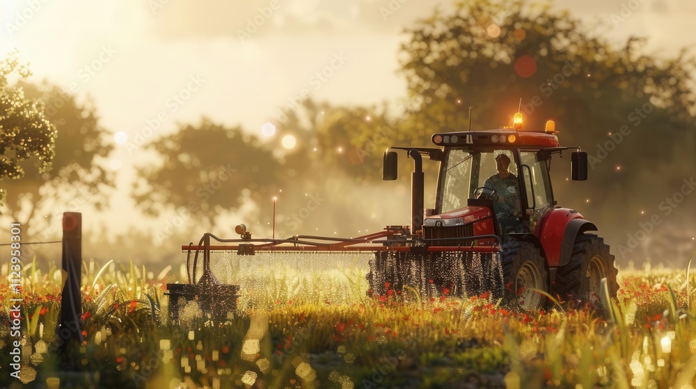 Fototapeta premium Agricultural Progress. Farmer Working on Modern Irrigation System