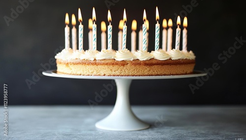 100 years old or century anniversary or birthday with cake and candles and copy space , isolated on white background,  , copy space, copy space for text,