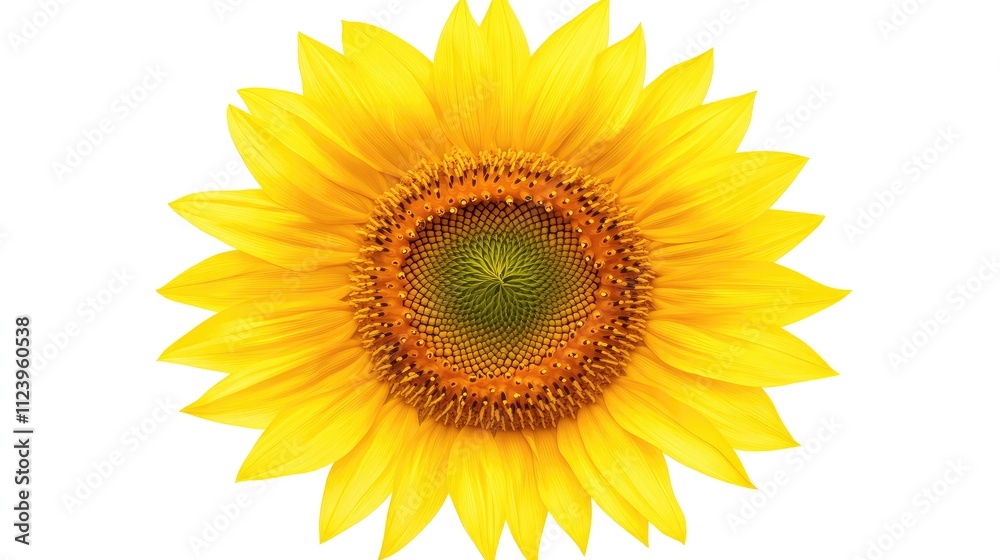 Fototapeta premium Vibrant Yellow Sunflower Bloom with Detailed Center and Bright Petals Perfect for Nature and Floral Themes