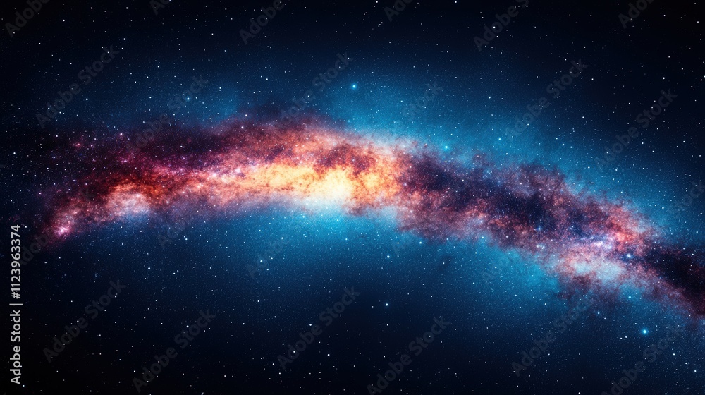 Obraz premium A vibrant depiction of a galaxy, showcasing cosmic colors and stellar formations.