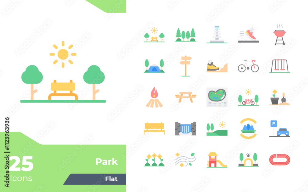 Fototapeta premium Park Flat Icons