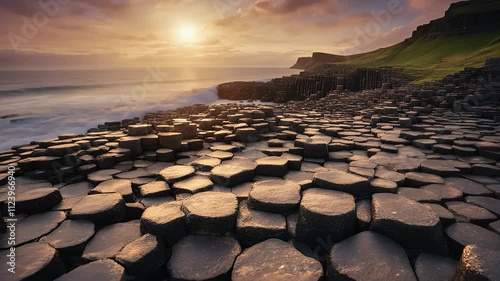 unesco ritage causeway touristic national scape sunset sea giant